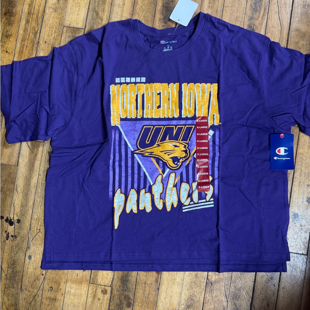 Champion Purple Northern Iowa Panthers Logo T‑Shirt